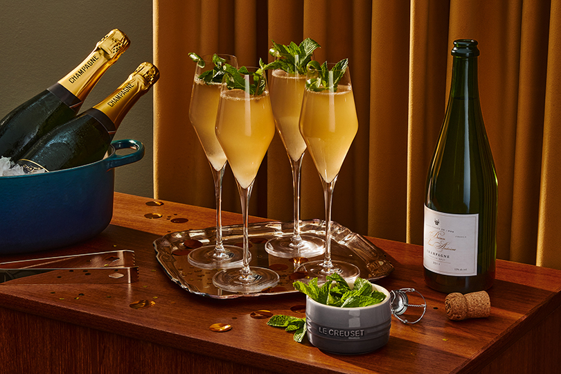 Cocktails au champagne et à la limonade (avec une variante  sans alcool)